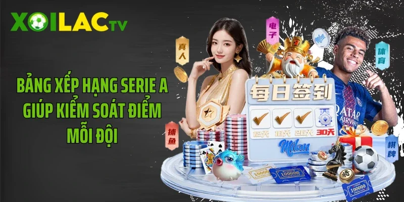 Bảng xếp hạng Serie A giúp kiểm soát điểm mỗi đội